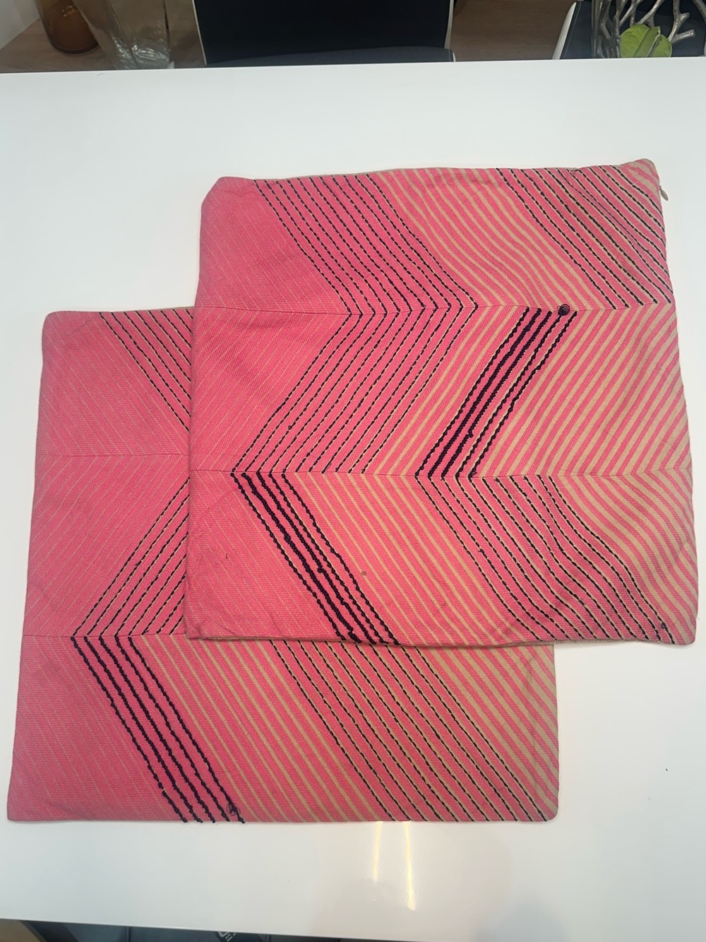 2‎ Pottery Barn Embroidered Pink Pillow Shams